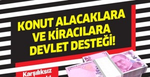 Devletten kira ödeyemeyenlere 1150 lira, ev almak isteyenlere 25 bin lira destek